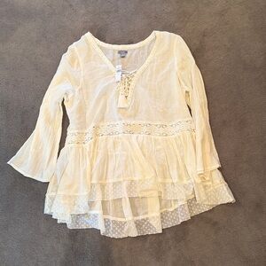 NWT Aerie Cream Boho Blouse